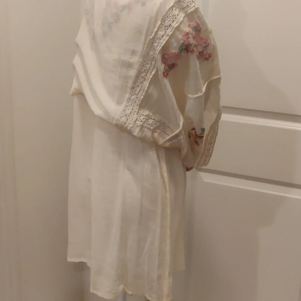 Free People Embroidered Victorian Dress Cream/ Off-white mini dress Cottagecore - Picture 13 of 14